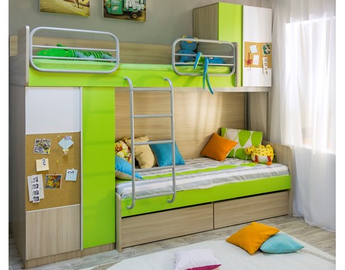 Детская двухъярусная кровать со шкафом "ТВИСТ"