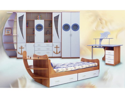 Набор детской мебели "Парусник 1" с фасадами в белом цвете