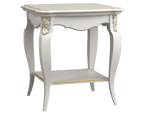 Столик квадратный в белом цвете в стиле "Прованс" с золотым узором