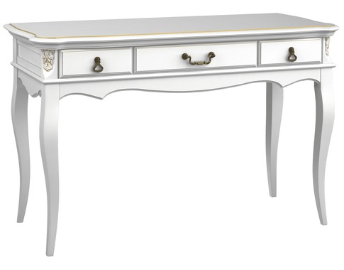 Консольный столик с золотым узором и 3-мя выдвижными ящиками в стиле "Прованс"