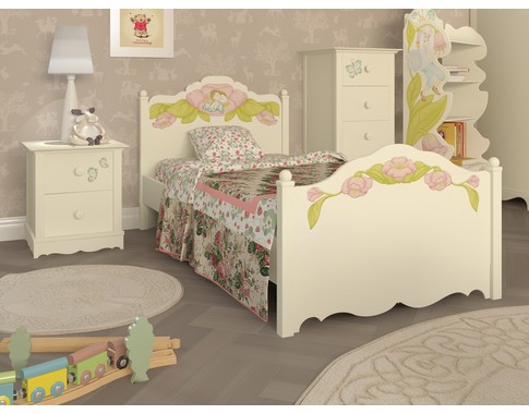 Детская комната для девочек "Эльфы" в белом цвете с рисунками