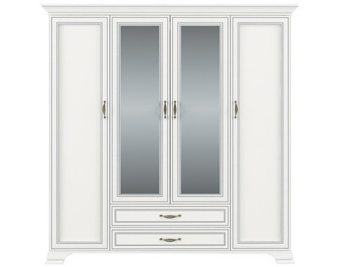 Белый четырёхдверный шкаф "Tiffany" с зеркалами