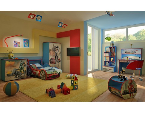 Детская спальня для мальчика "Роботы бежевые"