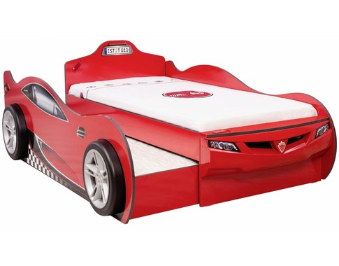 Кровать машина "Coupe Friend" c выдвижной кроватью, 90х190/90х180см, красная