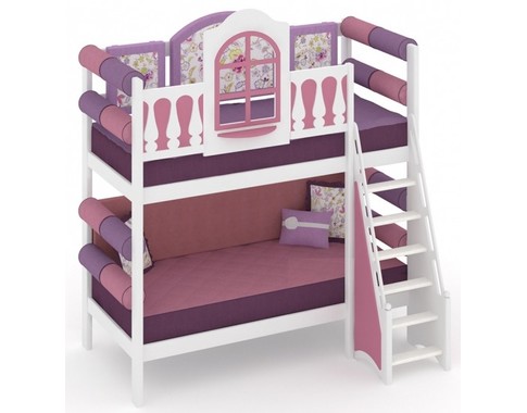 Кровать 3 яруса, 2 спальных места, бортик безопасности,  наклонная лестница