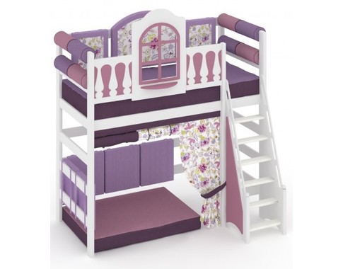 Детская кровать - чердак высокая с игровой зоной из массива "La Fleur"