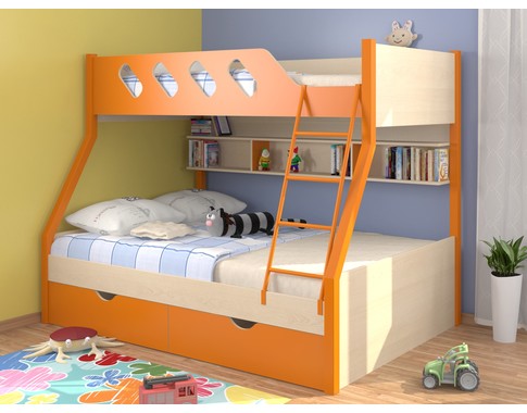 Двухъярусная кровать детская "Дельта оранжевая"