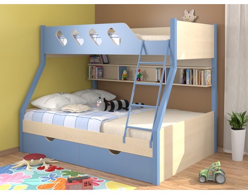 Двухъярусная кровать детская "Дельта голубая"