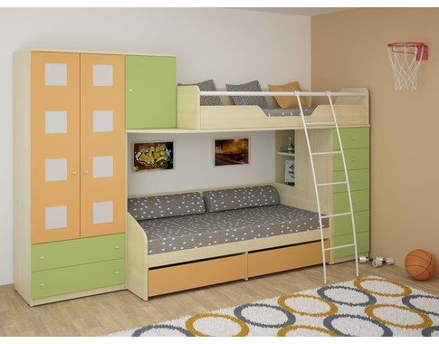 Детская двухъярусная кровать со шкафом Некст (Композиция 2)