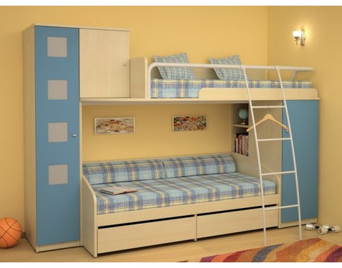 Детская двухъярусная кровать со шкафом Некст (Композиция 4)