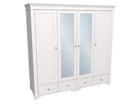 Белый 4-х дверный шкаф 206см с двумя зеркальными дверями Бейли из коллекции "Бейли"