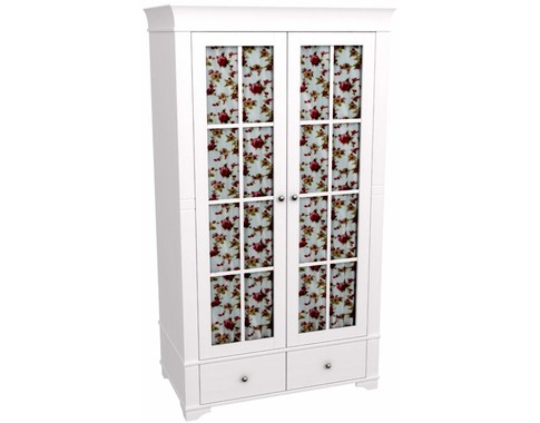 Шкаф 2х дверный со стеклянными дверями в белом цвете из коллекции "Бейли"
