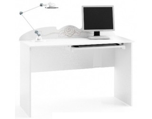 Детский компьютерный стол для школьника в белом цвете "Bianco Fiori"