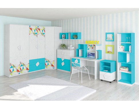 Мебель для подростковой спальни "Кристи" в голубом цвете