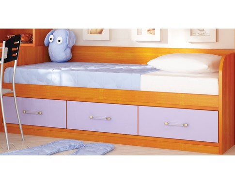 Детская кровать диван с 3 ящиками в сереневом цвете "Макс"