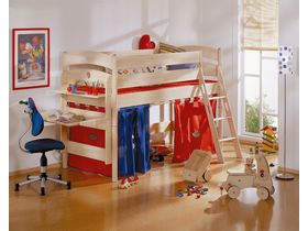 Детская игровая кровать с наклонной лестницей Fleximo высотой 125 см из массива берёзы