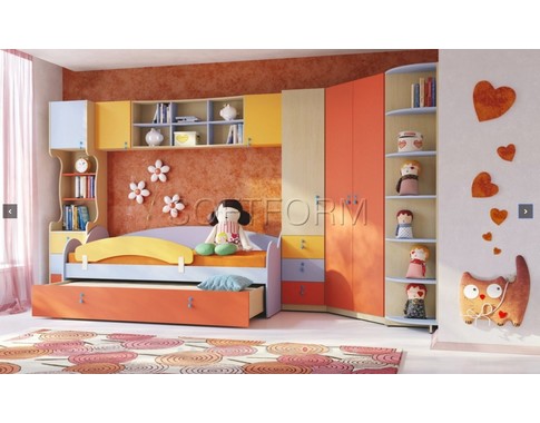 Детская стенка с разноцветными фасадами "МИА" (Комбинация 1)