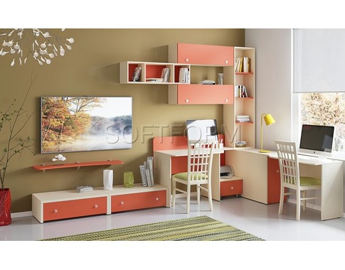 Набор мебели для школьника  в яркой цветовой гамме "Силуэт"