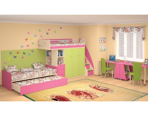 Компактная мебель для детской комнаты "Силуэт" для двоих детей (Комбинация 4)