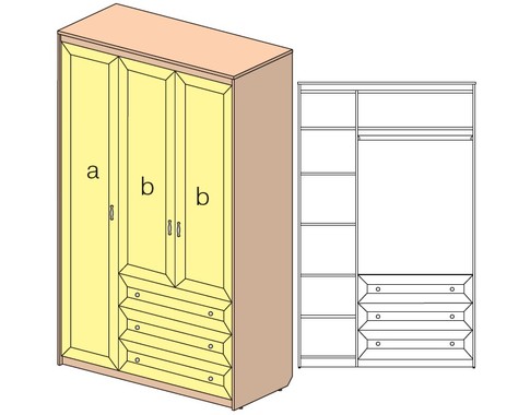 Шкаф 3 двери, 3 ящика