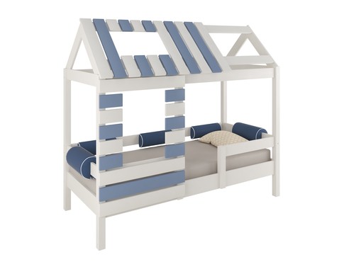 Кровать - домик "Eco House Small" см из массива бука в синем цвете