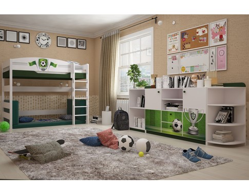 Детская комната с кроватью домиком из массива бука "Футбол"