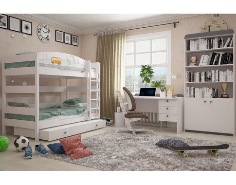 Детская комната для двоих детей "Гео" с кроватью из массива бука