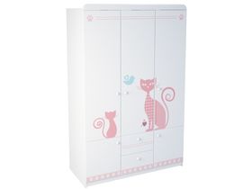 Детский трехдверный шкаф в комнату для девочки из коллекции "Кошки"