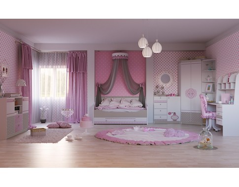 Детская комната для девочек с кроватью диваном "Mon coure"