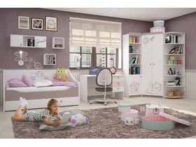 Детская стенка с кроватью диваном в комнату девочки "Парижанка" 