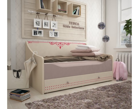 Детская кровать-диван "Сиена" для девочек в бежевом цвете