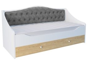 Кровать-диван в нескольких размерах с мягким изголовьем из велюра