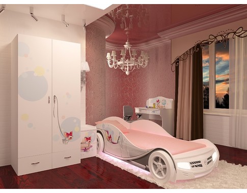 Детская комната "Молли" с кроватью машиной для девочек 