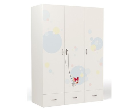 Детский шкаф 3-дверный с выдвижными ящиками без зеркала из коллекции "Молли"