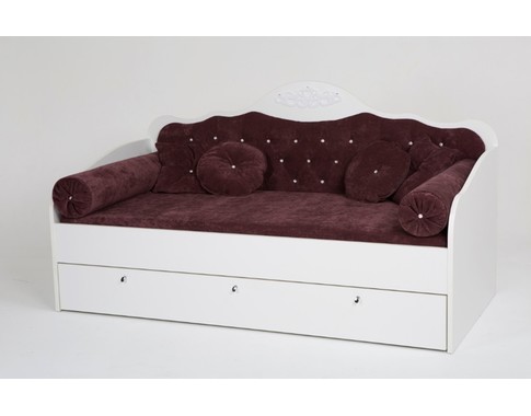 Кровать-диван "Фея темно-сиреневая обивка" в нескольких размерах (Без ящика и матраса)
