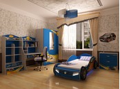 Детская комната "Champion Синяя" с кроватью машиной
