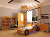 Детская комната "Champion Оранжевая" с кроватью машиной