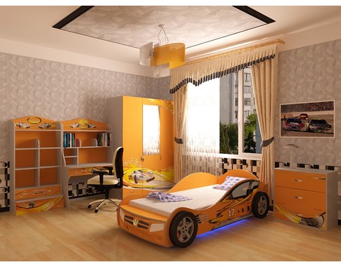 Детская комната "Champion Оранжевая" с кроватью машиной