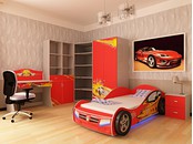Детская комната "Champion Красная" с кроватью машиной