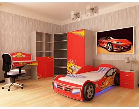 Детская комната "Champion Красная" с кроватью машиной