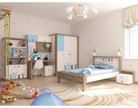 Коллекция детской мебели "Mix Bunny" в голубом цвете