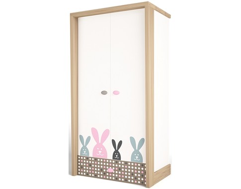 Шкаф двухдверный Mix Bunny розовый
