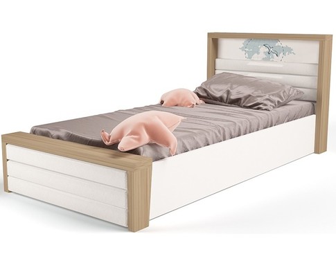 Кровать с подъемным механизмом и мягким изножьем "Mix Ocean" голубой в нескольких размерах №6