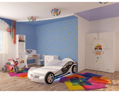 Детская мебель для мальчика "Спорт" с кроватью машиной