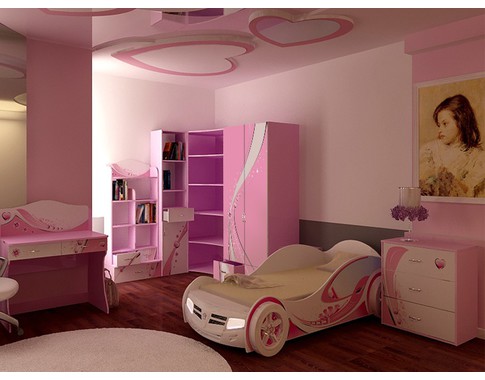 Детская комната "Princess" с кроватью машиной для девочек