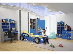 Детская комната "Формула синяя" с кроватью машиной