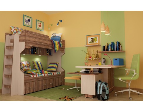 Мебель в детскую комнату "СТРИЖ 2" с двухъярусной кроватью